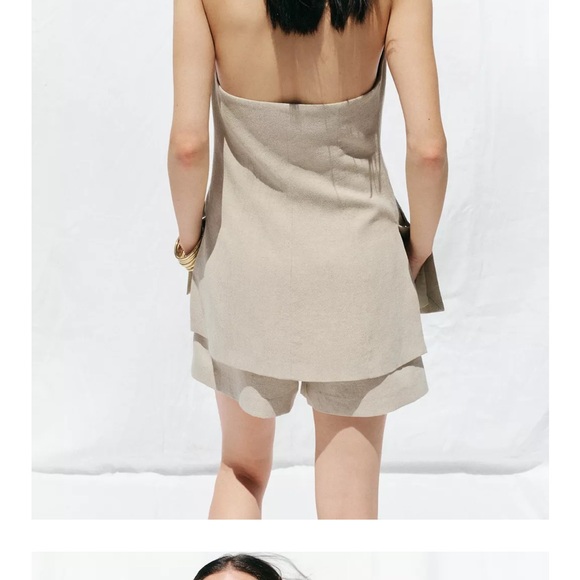 Zara Linen Halter Vest and Seamed Shorts set size Medium M - Picture 3 of 9